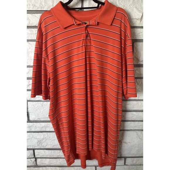 The Foundry Shirt Men's 2XLT Orange Striped Pima Cotton Quick Dri Comfort Golf - Picture 1 of 8
